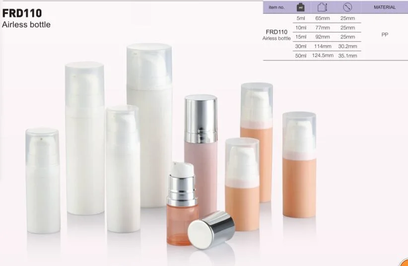 Empty Small Sample Airless Bottle Frosted White 5ml 10ml 15ml 30ml Plastic PP Airless Bottles