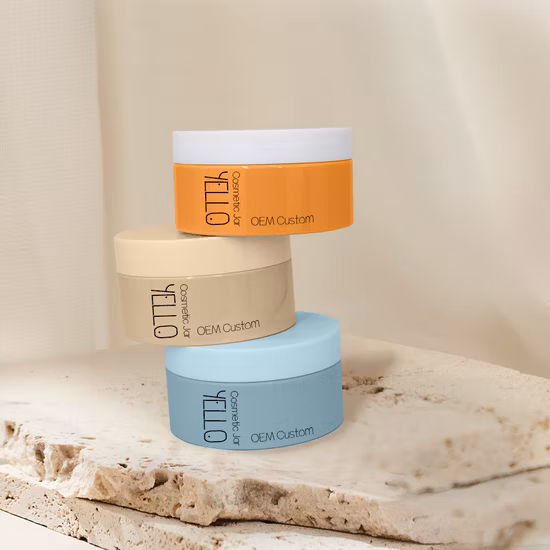 Envase cosmético de fábrica Tarro de envase de crema cosmética de plástico PET ámbar