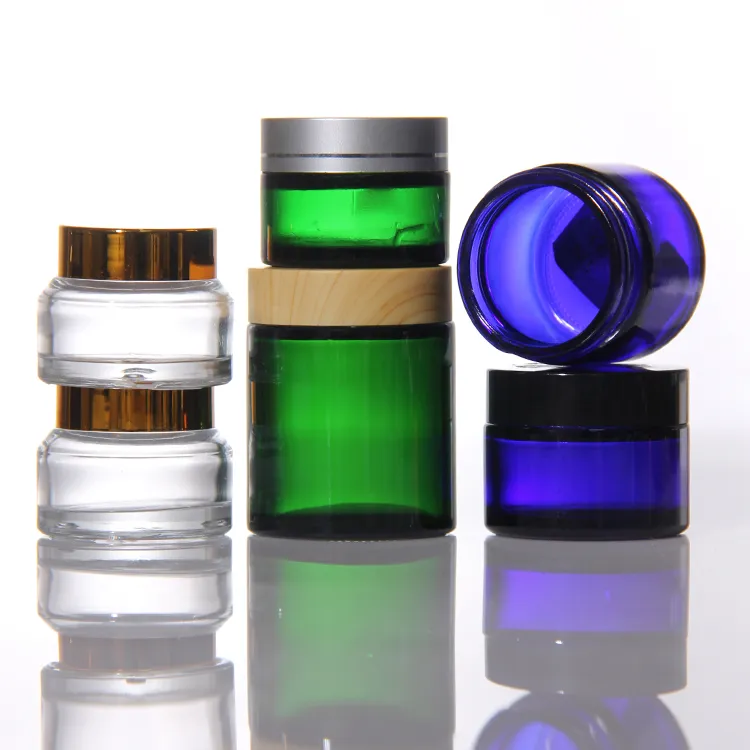 Gran oferta, cristalería transparente de lujo, envases cosméticos, crema facial para ojos, tarro de cristal con tapa
