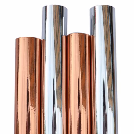 Rollo de corte de decoración de oro rosa brillante para mascotas con espejo metálico cromado 0,61*50