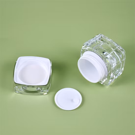 Envase cosmético plateado Cuidado de la piel Juego cuadrado 15ml 30ml 50ml Botella de loción acrílica y 30g 50g